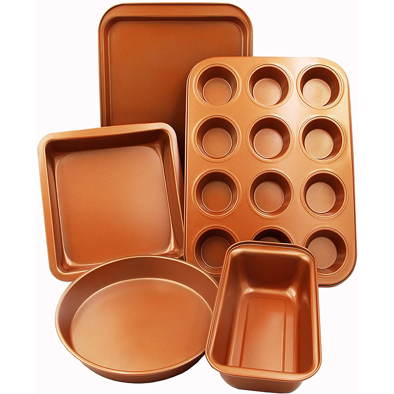 5 Piece Bakeware Set With Round Square Rectangle Cake Pan Muffin Pan Loaf Pan