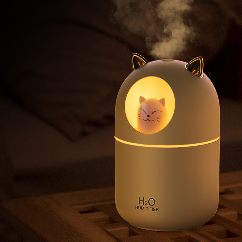 Миниатюрный портативный беспроводной аромадиффузор с милой кошкой USB h2o увлажнитель воздуха ультразвуковой водяной охлаждающий туман Красочный светодиодный Автомобильный увлажнитель воздуха