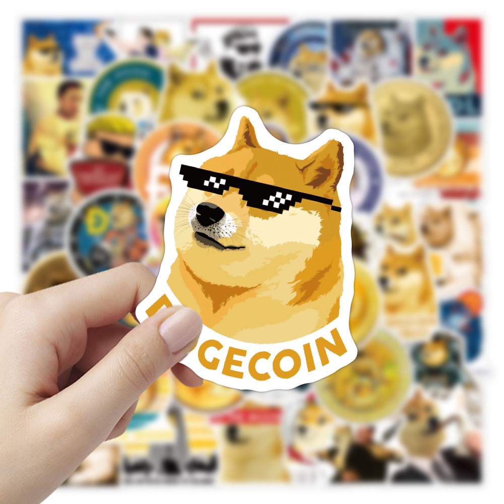 Персонализированные Мультяшные аниме наклейки Dogecoin, печатный виниловый лист, вырезанные наклейки