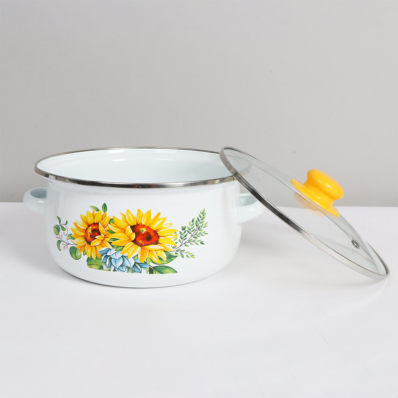 good quality enamel casserole flower design enamel bowls big casserole wholesale cheap price