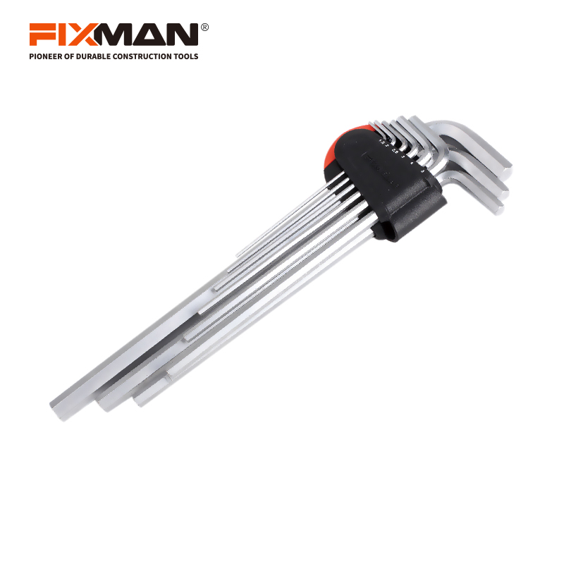 Fixman 9 шт. CRV сталь атласная отделка Экстра длинный метрический шестигранный ключ набор шестигранный ключ простая головка