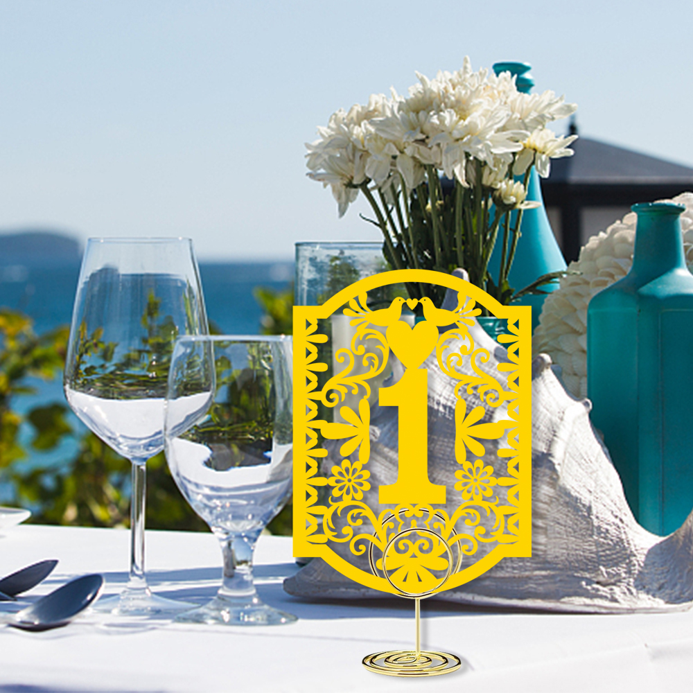 Custom Gold Glitter Double Sided Table Desk Numbers for Wedding Reception and Events party