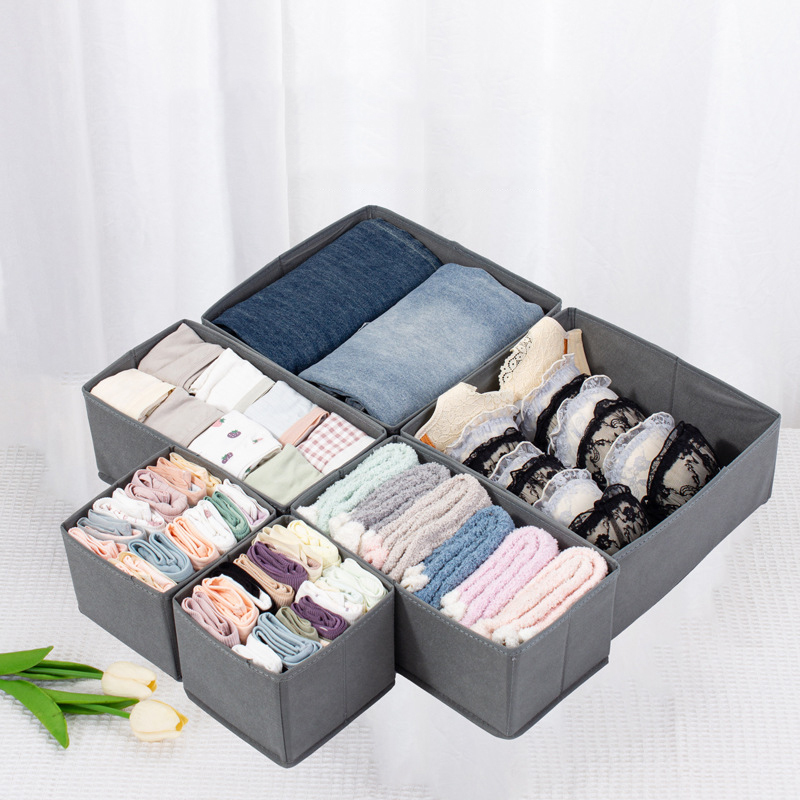 6pcs Set Underwear Bras Clothes Storage Clothes Drawer Organizers Household Foldable Drawer Type Storage Box