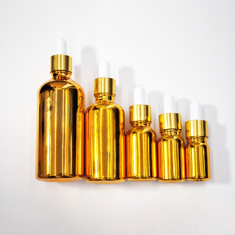 Custom Gold Electroplating Process Glass Essential Oil Dropper Bottle