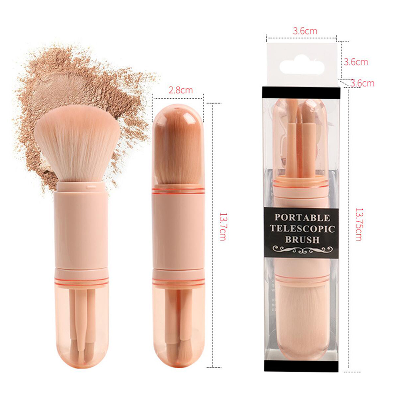 Makeup brush set in bulk  double sided makeup brush set  4 pieces Travel Makeup Brush Set