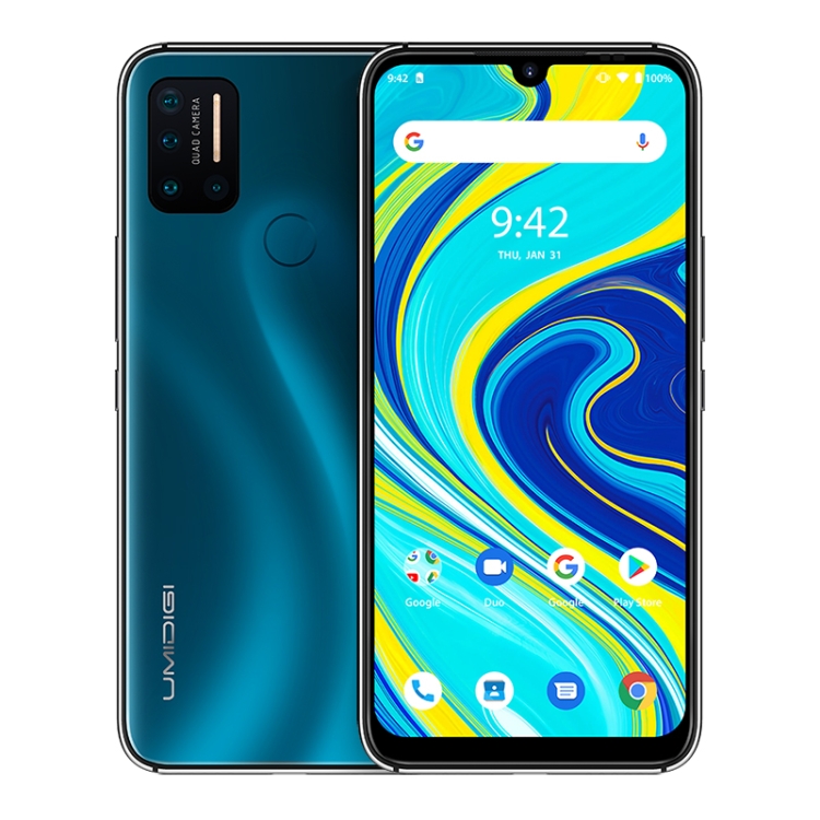 Мобильный телефон UMIDIGI A7 Pro, 4 Гб + 128 ГБ, 6,3 дюйма, Android 10, Восьмиядерный процессор Mediatek Helio P23, до 2,0 ГГц, 5G(Ocean blue)