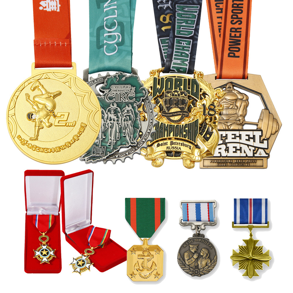 Sports Gold Award Marathon Cycling Running Finisher Souvenir Championship Medalla Commemorative Honor Badge Medals with Box