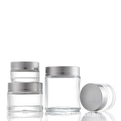 Hot sale 200ml face cream jar clear cosmetic pot concentrate tall 250ml glass jar with aluminum lid