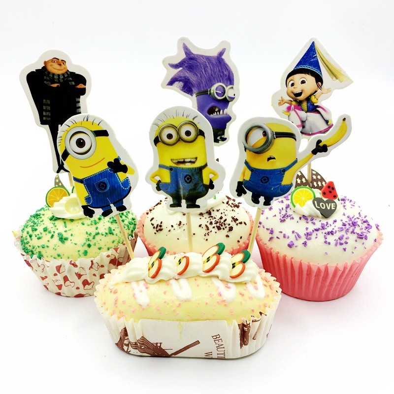 Cake decorative cartoon card insert flag variety of cute cartoon animation 24 teeth sign flag baking party supplies toppers