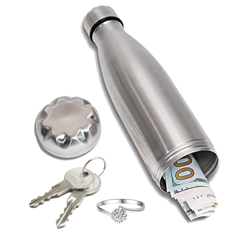 Diversion Safe Water Bottle Stainless Steel Bottle Stash with Hidden Compartment for Cards, Keys, Cash, and Valuables