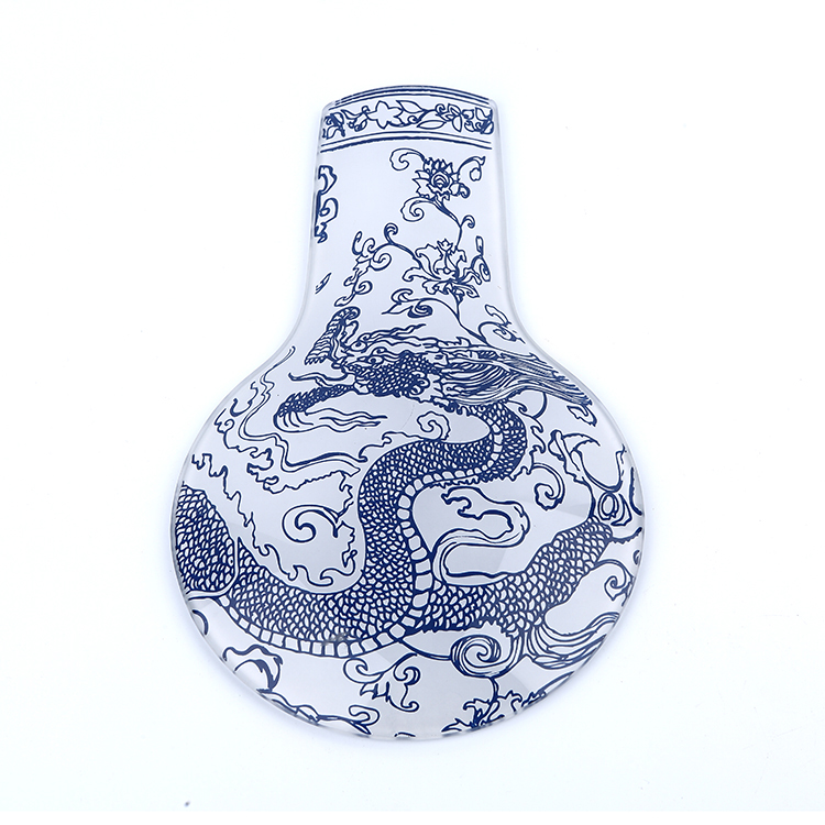 Home Art Deco Curved Steel Bake Glass Dragon Texture