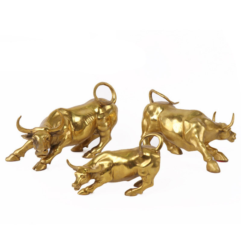 Латунная настенная уличная Статуэтка ярого быка OX, статуэтка быка с зарядкой, статуя быка на рынке, домашний и офисный декор, подарок