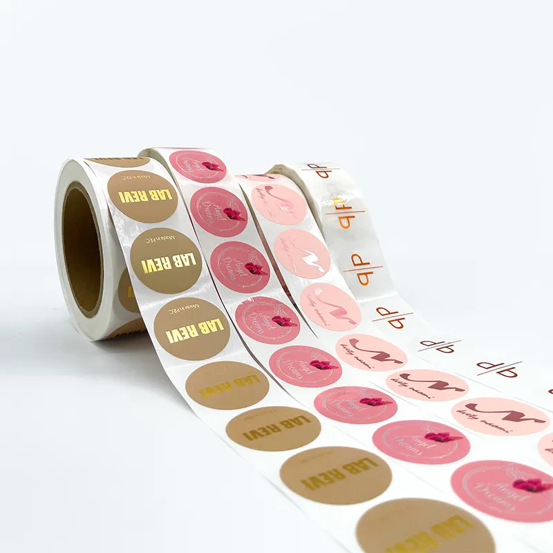 Product Sticker Printing Custom Adhesive Brand Logo Round Label Rolls