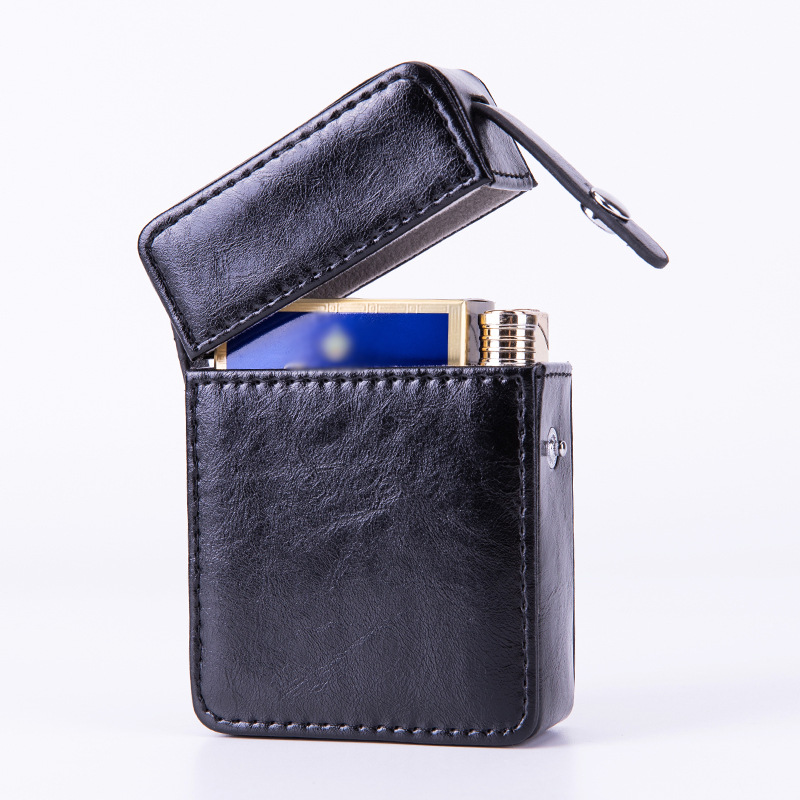 Custom Logo Men Women PU Leather 20pcs Cigarette Box Case with Pouch Lighter Holder