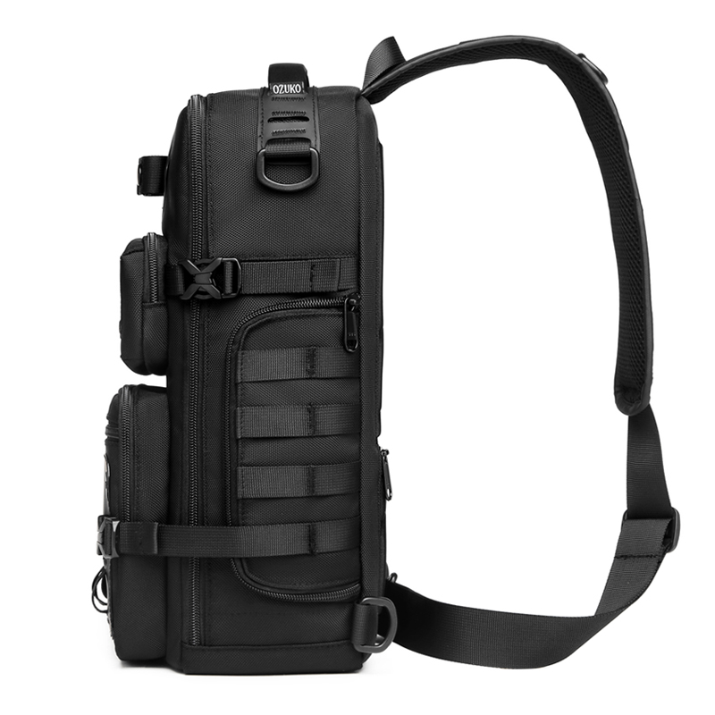 Ozuko 9585 Custom Logo Outdoor Waterproof Chest Bags Travel Sales Cross Body Sling Bag Camera Stick Holder Sling Bag For Men