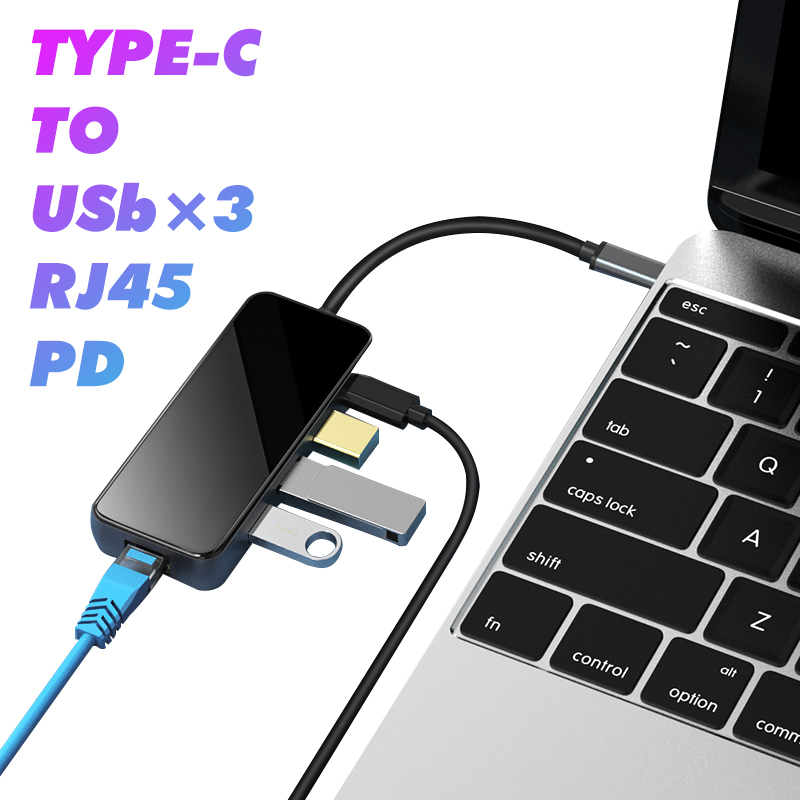 High Quality 5 in 1 USB C Hub to usb hub ethernet adapter 3.0 Converter Adapter Type C Multi Function