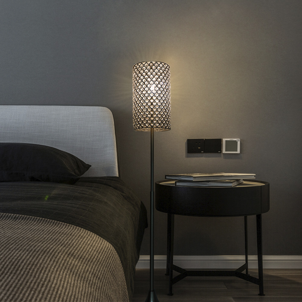 Rising Star Floor Lamp Sets Tall Metal with Crystal Beads Lampshade Amazing Creative Floor Light Brushed Nickel Finish