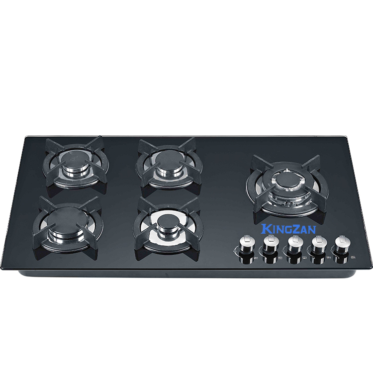 Home Kitchen 5-Burner Built-In Gas Cooktop with Electronic Ignition Tempered Glass Top Stove Auto Ignition for Hotels