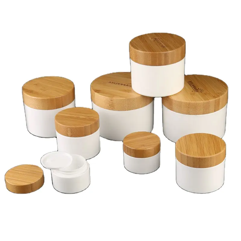 1oz 3oz Hemp 50g 100g 200g 250g Plastic PP Cream jar Cosmetic Package Plastic Jar with Bamboo Cap