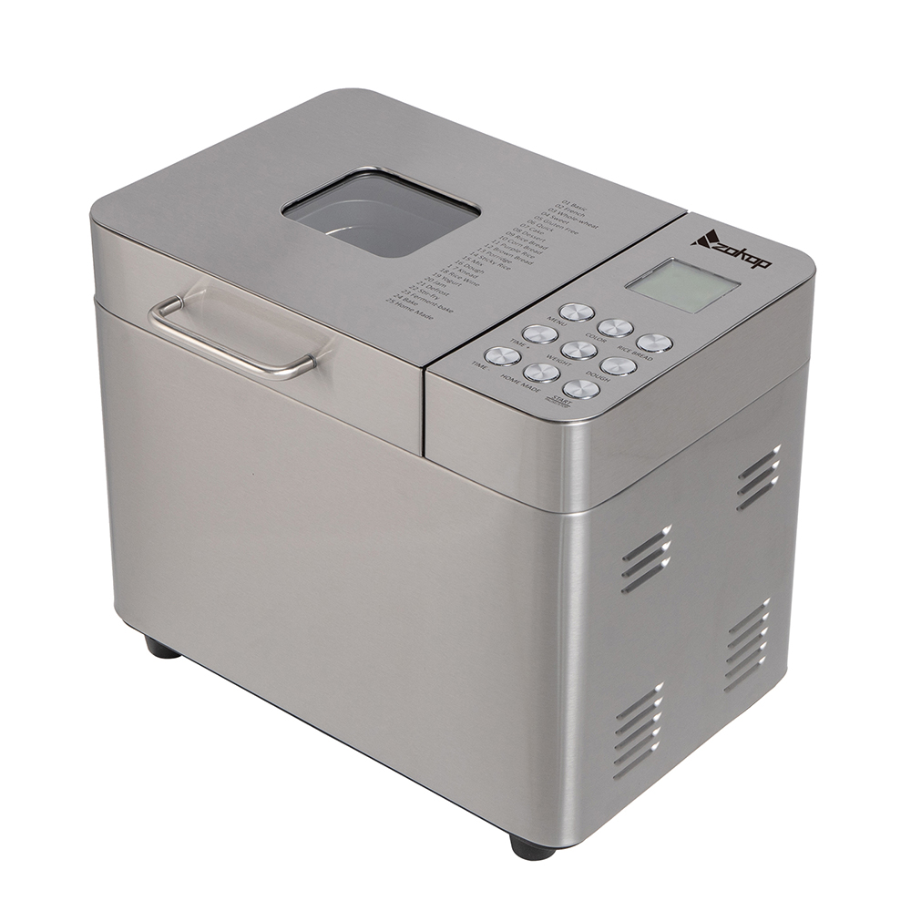 Bread Machine 2LB Stainless Steel Programmable Bread Maker With Exhaust Funnel and Powerful DC Motor 110V 550W US Plug