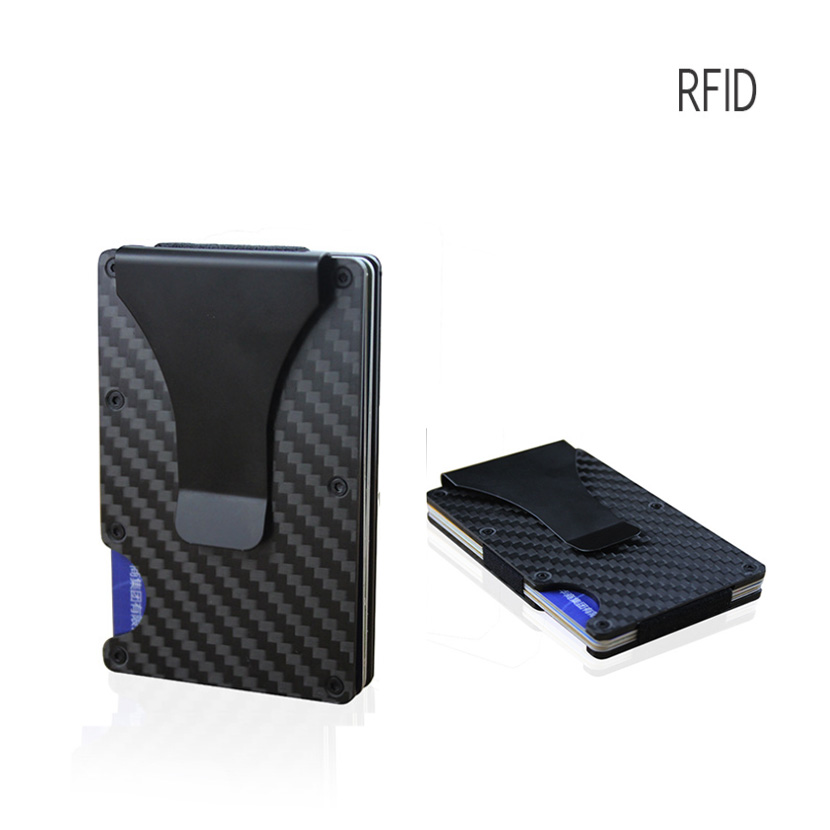 Мужской тонкий кошелек из углеродного волокна с RFID-защитой