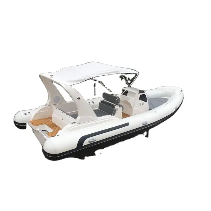 Qingdao producer lian ya 25ft rigid inflatable RIB boat with foldable canopy