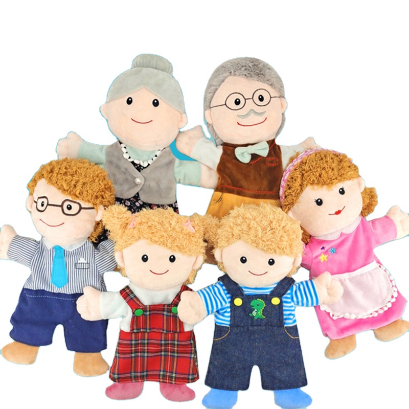 Wholesale Custom OEM Stuffed Animal Hand Puppet Family Mother Father Characters Plush Finger Puppets