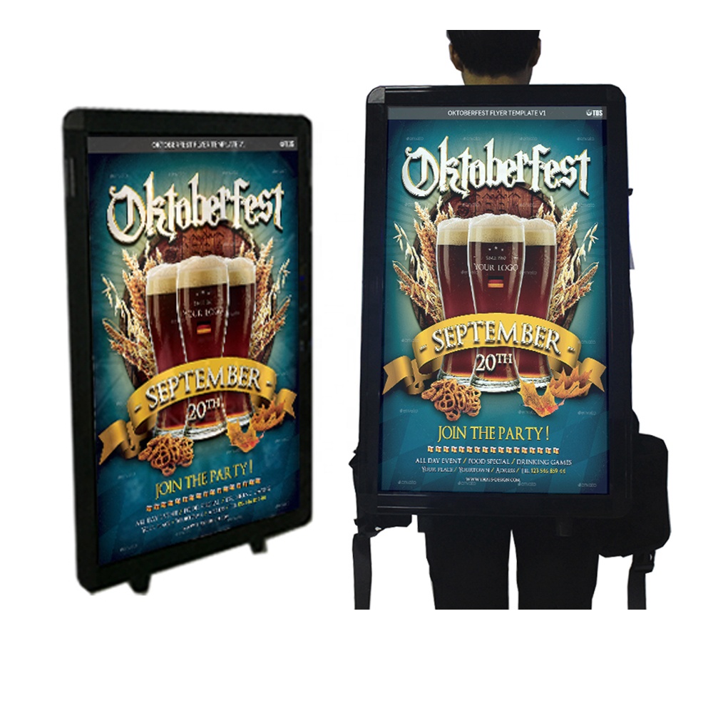 31.5 inch human backpack led walking digital lcd vertical digital advertising screen