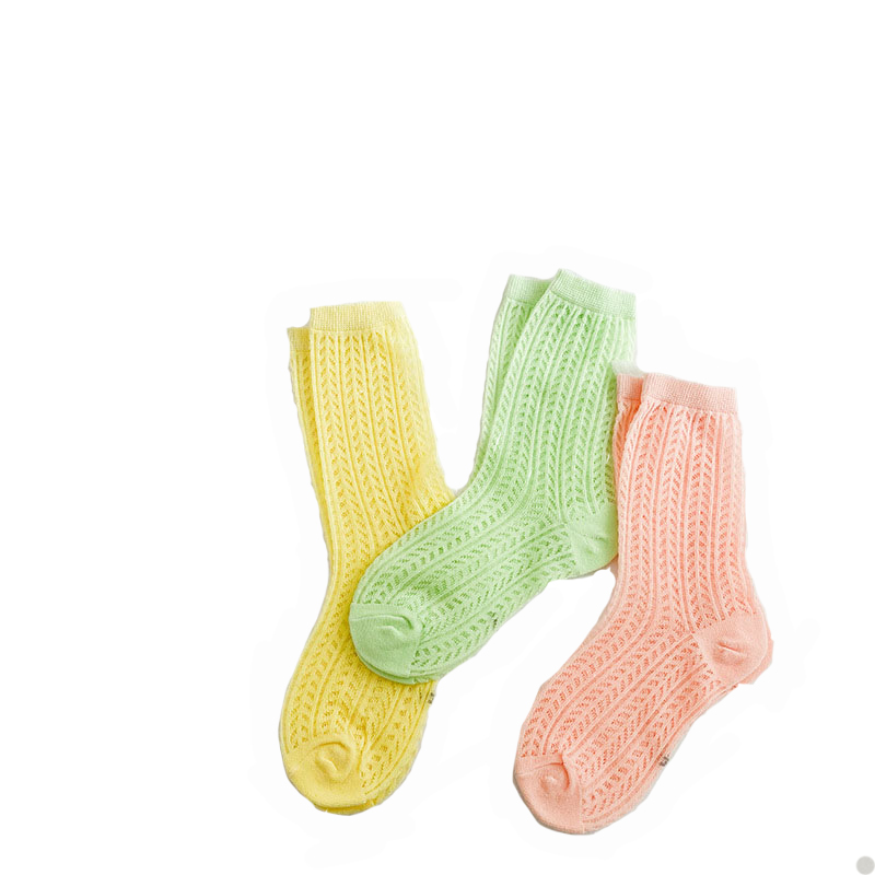 Wholesale summer breathable mesh kids socks trendy korean style crew cotton colorful little girl kids socks