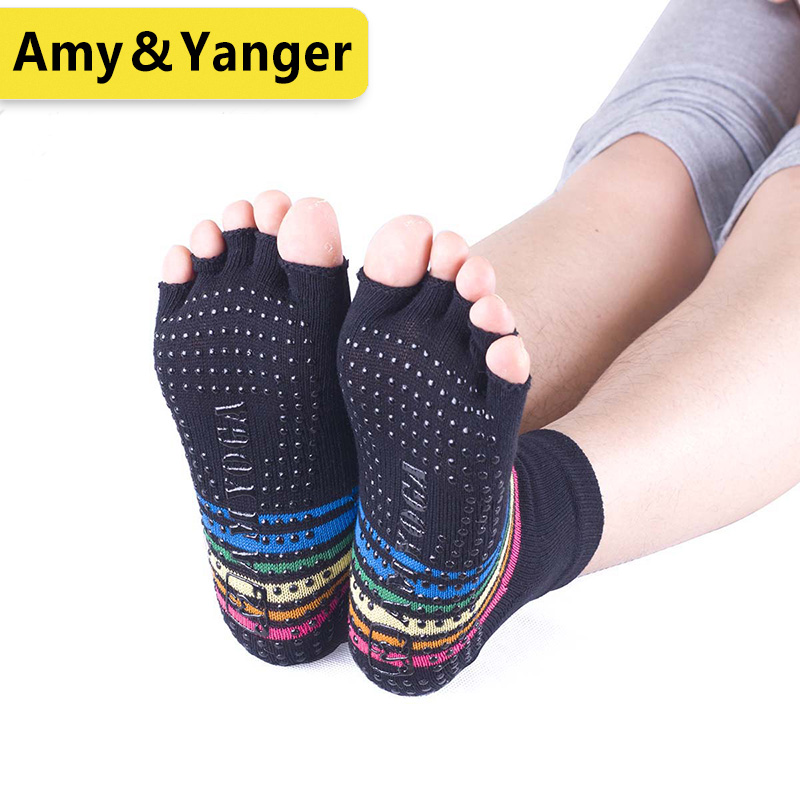BSCI factory Bamboo fiber Pilates yoga sock with anti-sliding grips