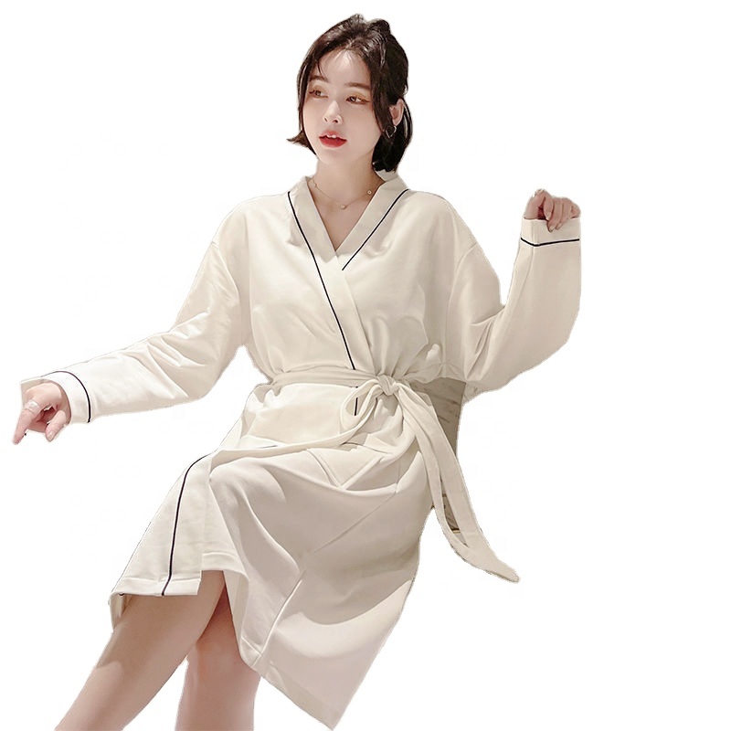 2021 womens men's sleepwear 100% cotton hotel bathrobe with hood