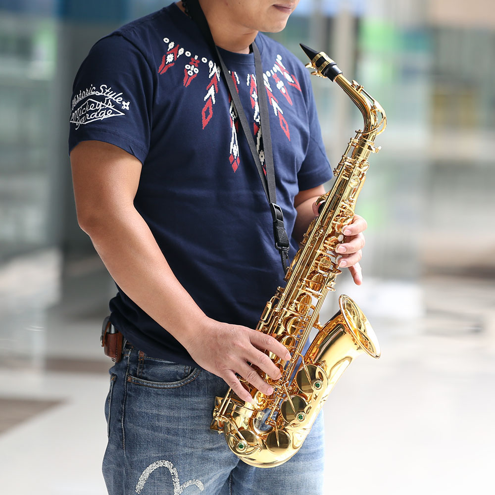 Альт-саксофон ammoon bE латунный лакированный Золотой E плоский Sax 802 Тип клавиш древесный инструмент с чистящей щеткой тканевый чехол