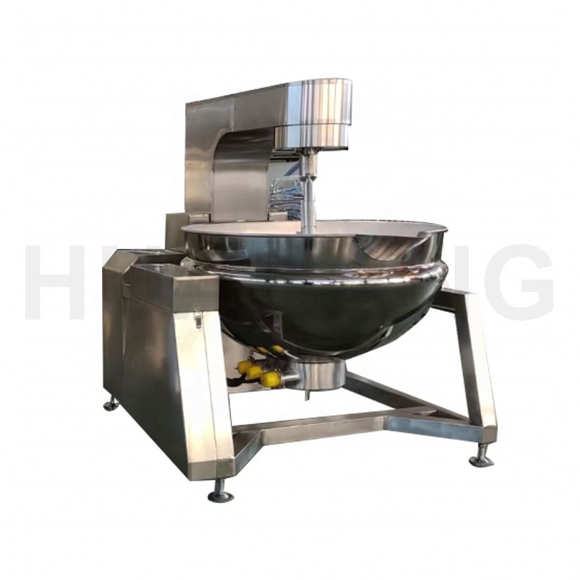 Gas Cooker Machine 400L Automatic Mixer Wok Tilt Soup Vessel Sauce Kettle With Stirrer