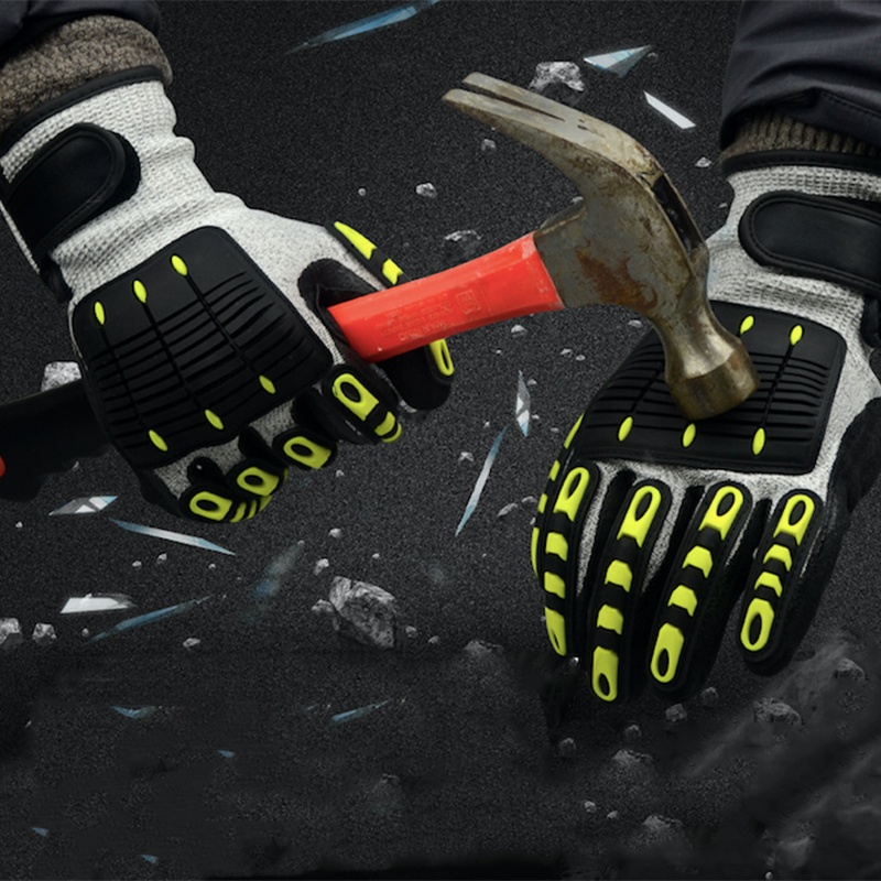 Level 5 impact resistant mechanical gloves TPR palm nitrile high-quality black safety work machinery cutting Construction gloves
