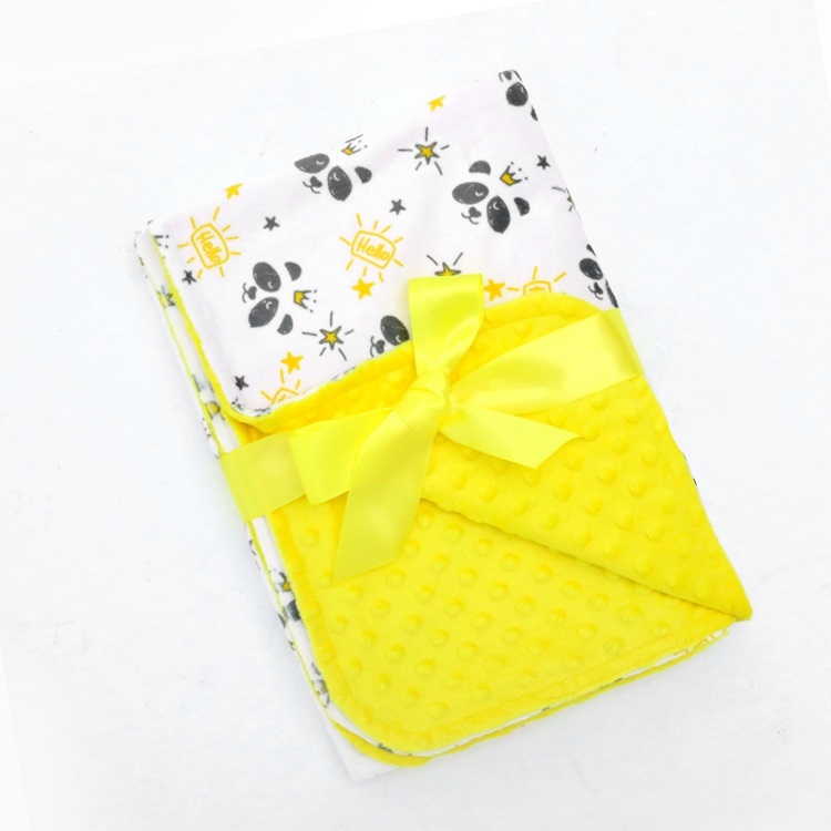Gift Wrapped PE Bag Involved Delicate Embossed Synthetic Fiber Panda Yellow Crown Stroller Cover