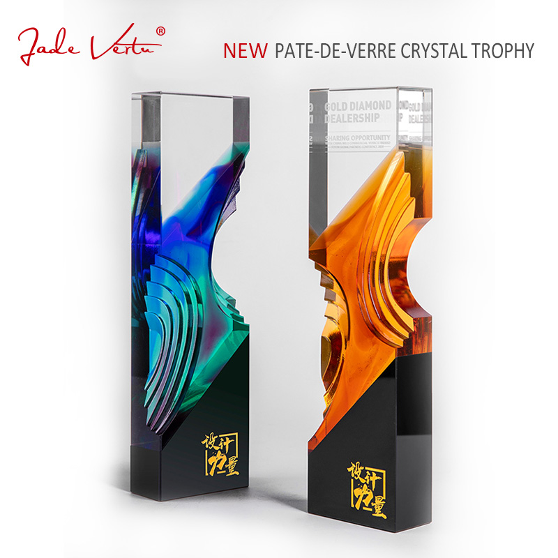 Original patented crystal trophy creative custom crystal souvenirs gifts trophy awards pate-de-verre trophy prize