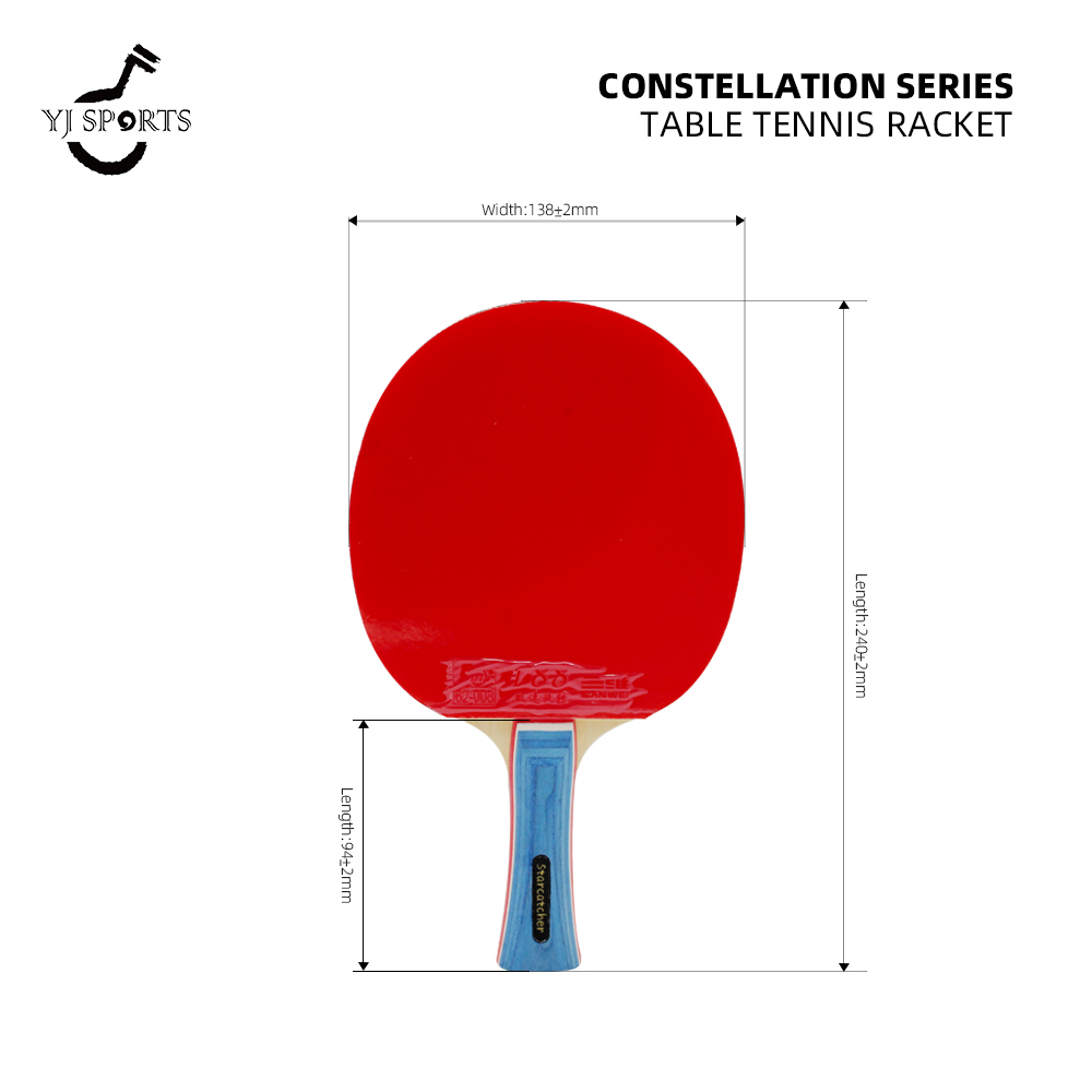 YoungJoy YJ sports Constellation series 5 pure wood bats with rubber for children racket table tennis