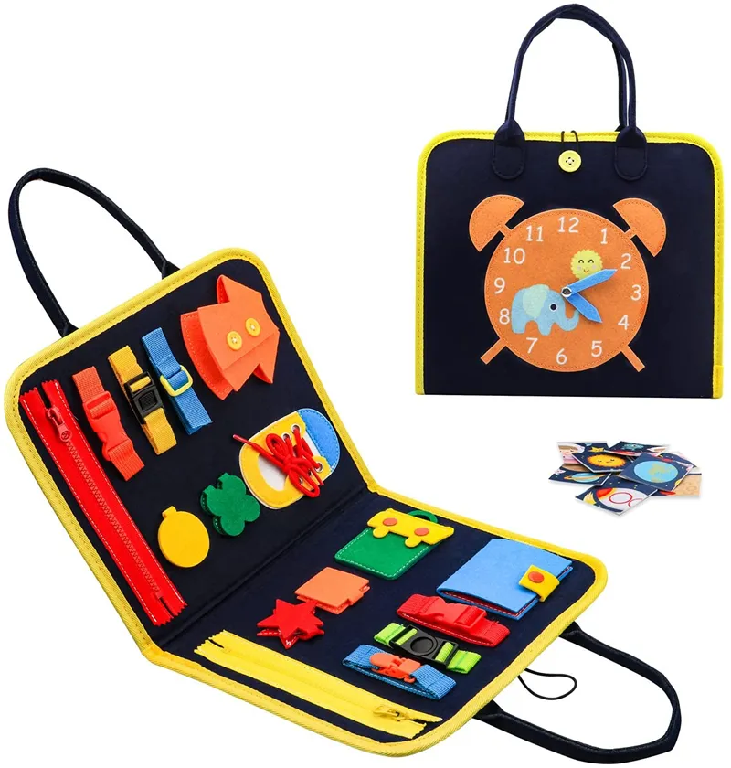 Eco-Friendly Foldable Felt Busy Board Montessori Board Educational Toys Toddlers Sensory Toys Bags