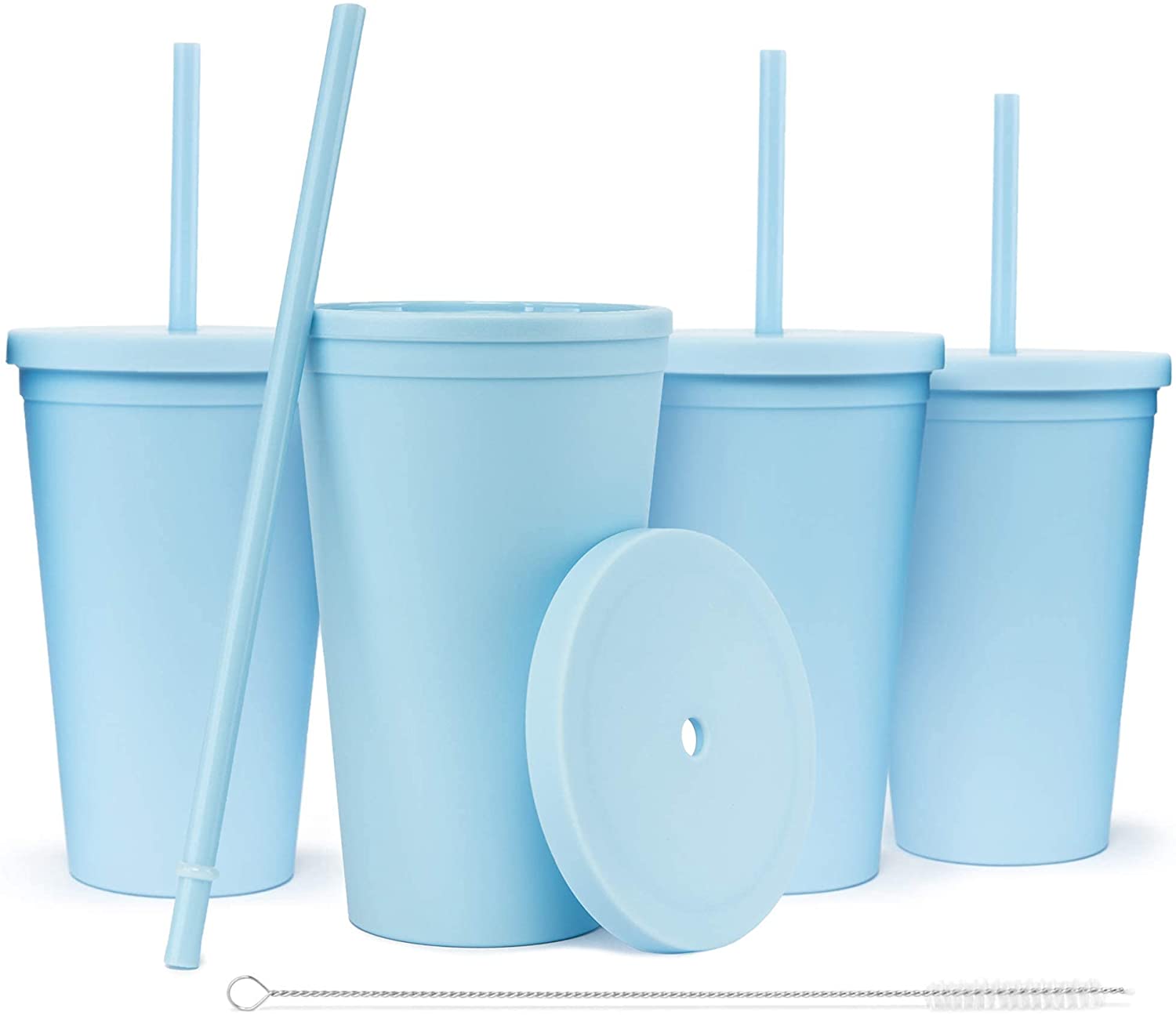 Hot Selling Slim Tumbler Matter 16oz Plastic Cup Colored Acrylic Tumblers With Lids And Straw Water Bottles With Custom Logo