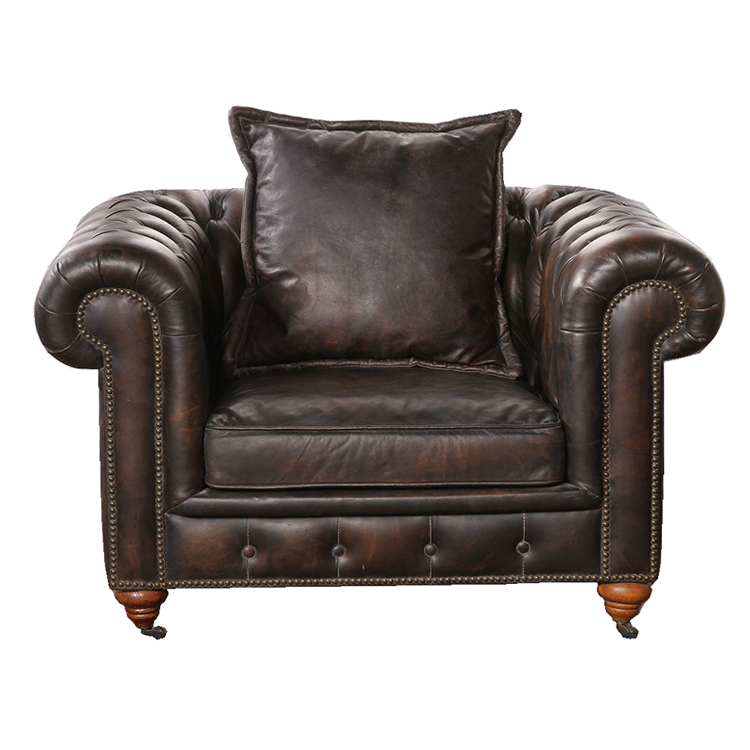 Ретро мексиканский коричневый кожаный диван Chesterfield кожаная мебель