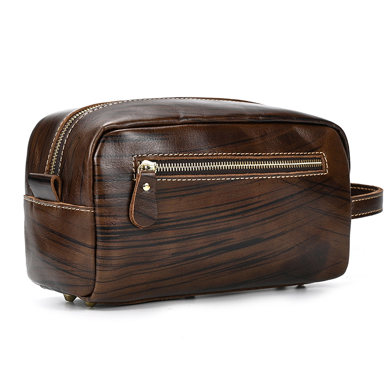 Luufan Lady Genuine Leather Cosmetic Bag Travel Storage Pouch Colorful Women Cow Leather Toiletry Bag Unisex Leather Makeup Bags