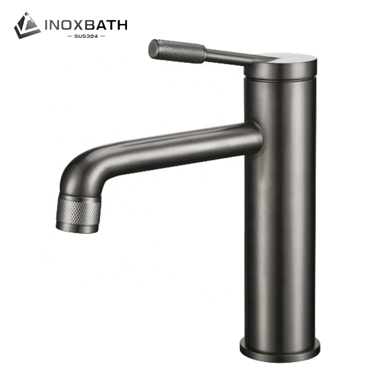 New Design With Popular Elements Graphite Color Rose Work Basin Faucet