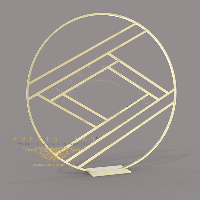 Golden Round With Diamond Shape New Design Wedding Flower Panel Stand