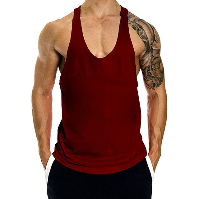Mens Stringer Vest Fitness Y-Back Fitness T-Shirt Football Training Tank Top