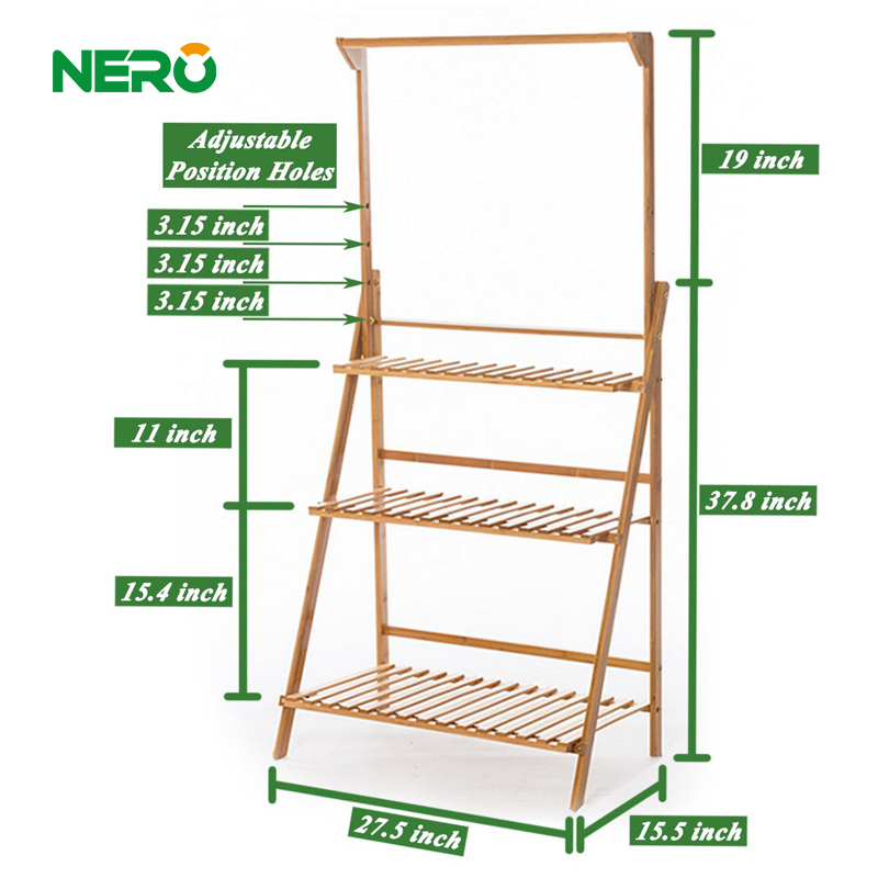 Household three floor bamboo flower rack balcony flower rack living room corridor flower rack