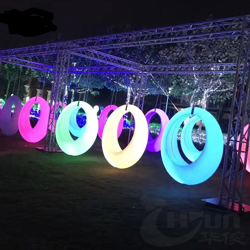 Huajun пластиковые наружные садовые светодиодные качели для патио 16 цветов RGB светодиодные качели освещенные Висячие стулья водонепроницаемое декоративное освещение