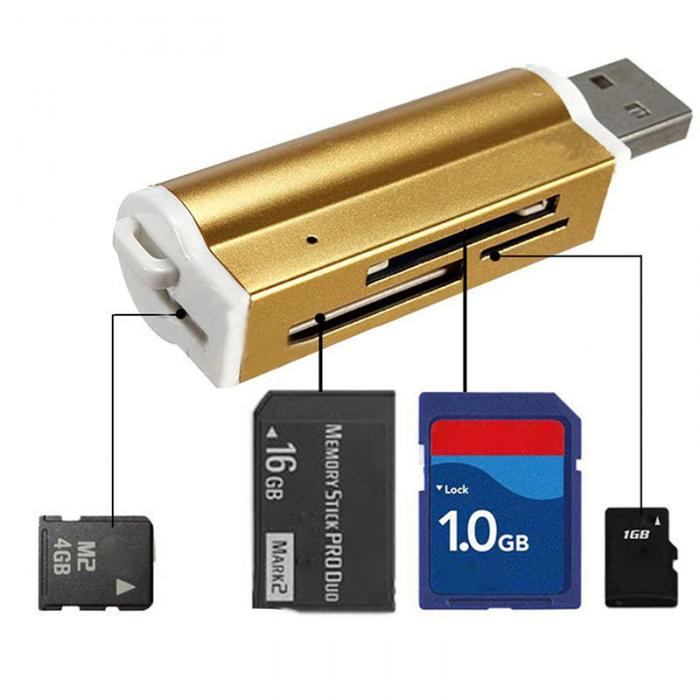 4 в 1 Алюминиевый сплав Мульти устройство чтения карт памяти SD/Mini SD/MMC/TF кард-ридер для ПК ноутбук