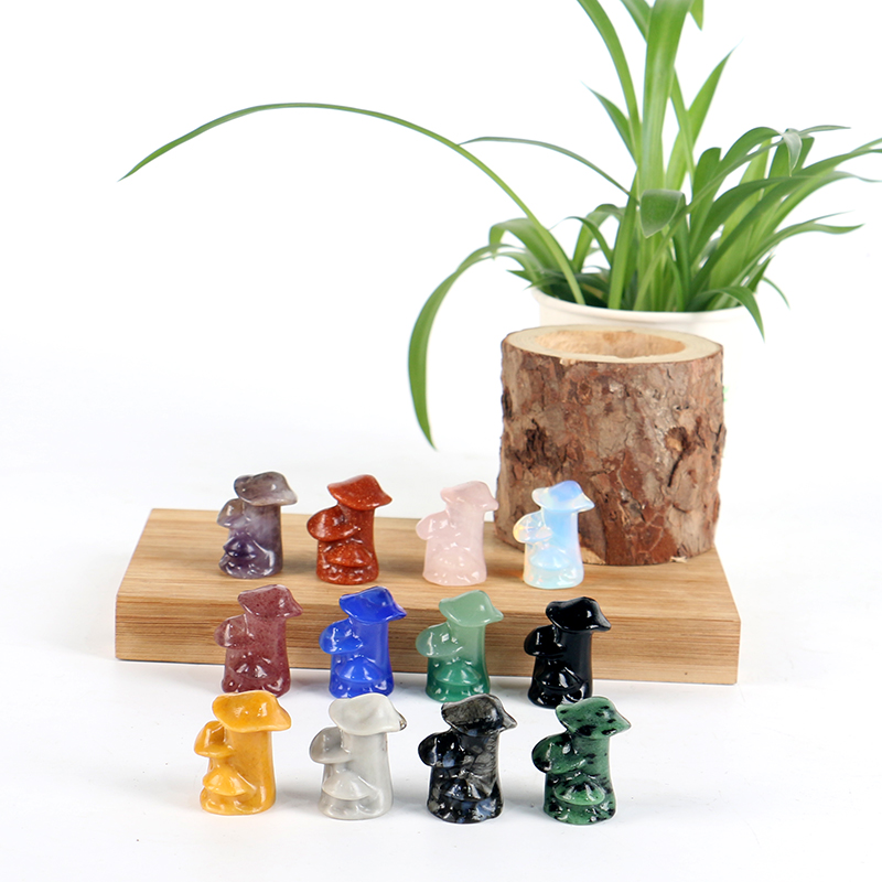 Healing Crystal Stone Mushroom Gemstone Stone Hand Carving Crystal Mushroom Craft for Home Decoration Gift
