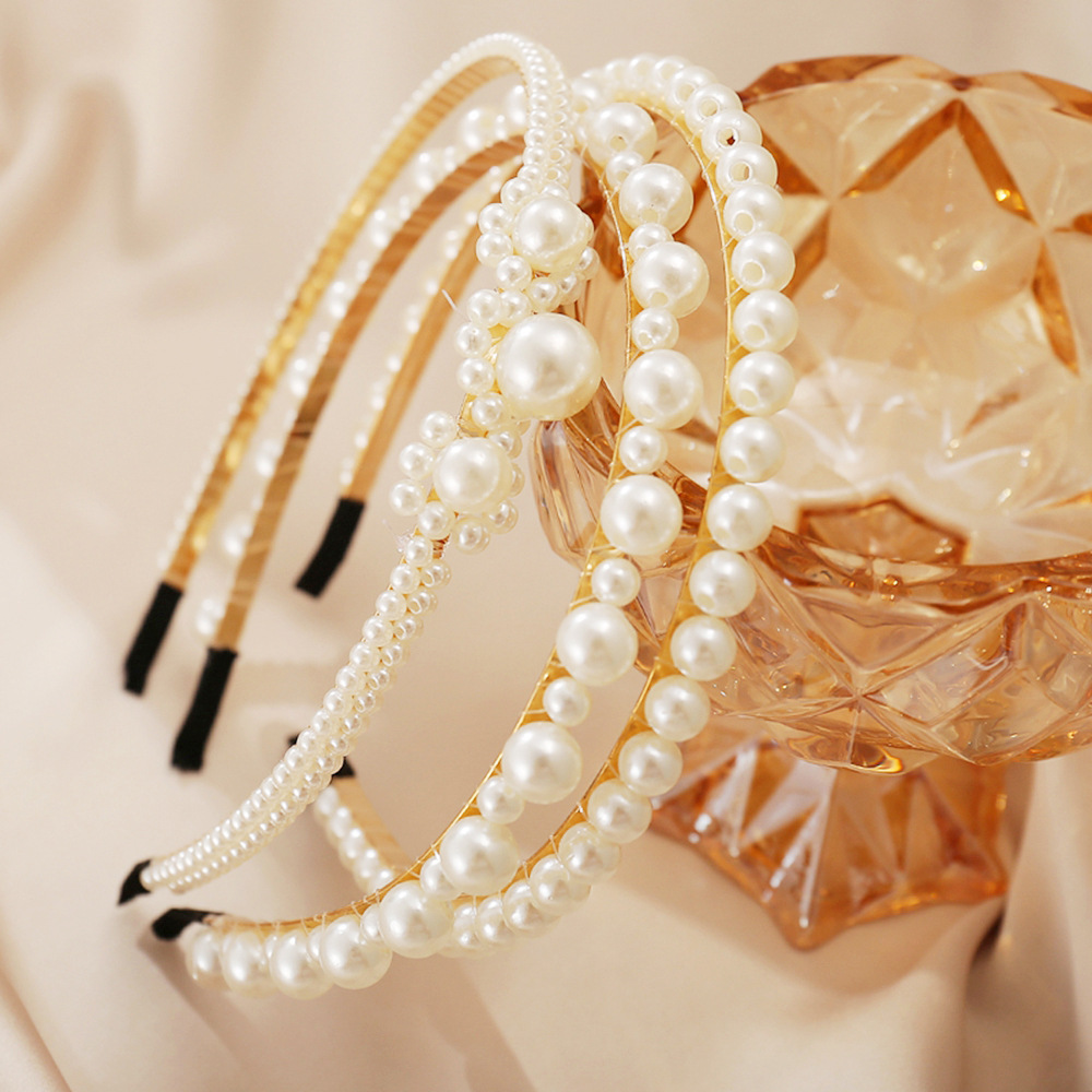 Fashion Big Pearl Hair Hoop For Women Girls Vintage Mujer Hairband 2021 Headwear Hair Jewelry Accessories