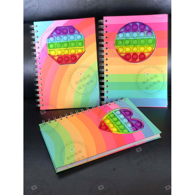School office accessories supplies Silicone cover Spiral notebook pop it notebook note book